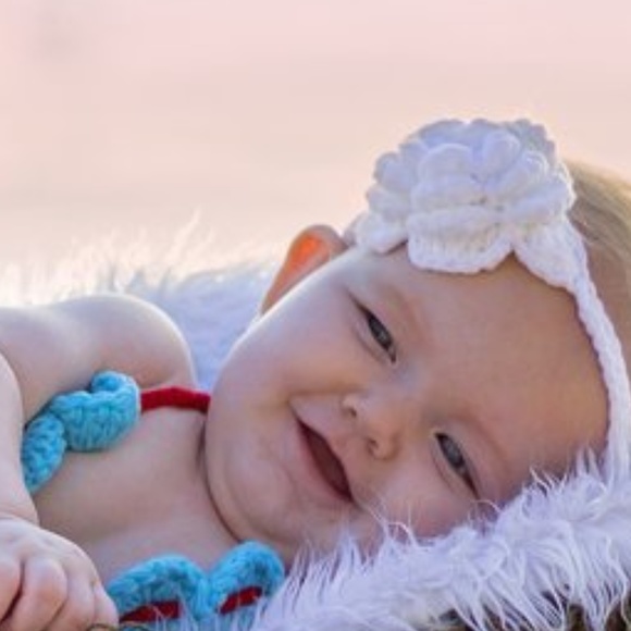 3 Pc Aqua Blue & Red Crochet Mermaid Set - Picture 4 of 5